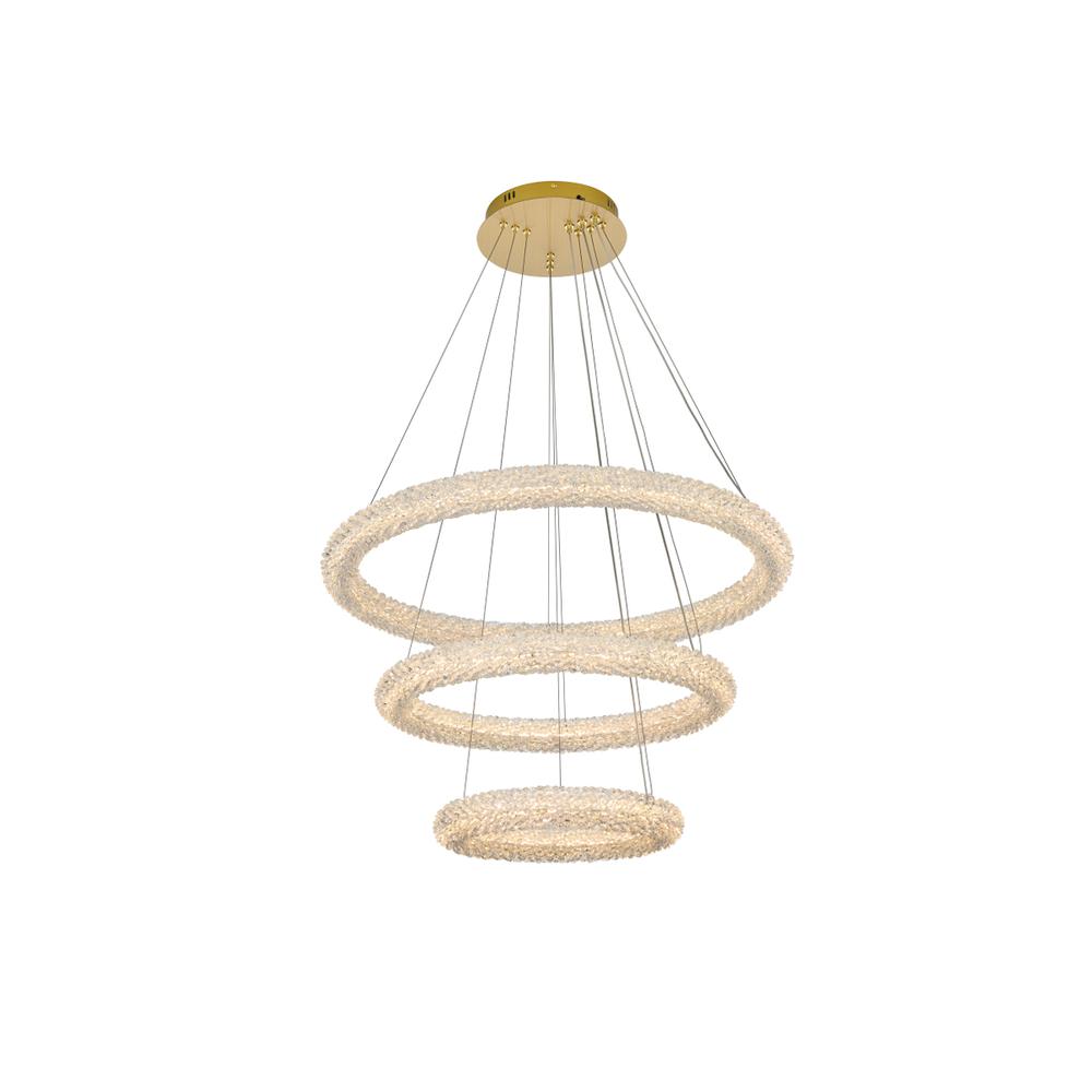 Bowen 32 inch Adjustable LED Chandelier in Satin Gold. Picture 1