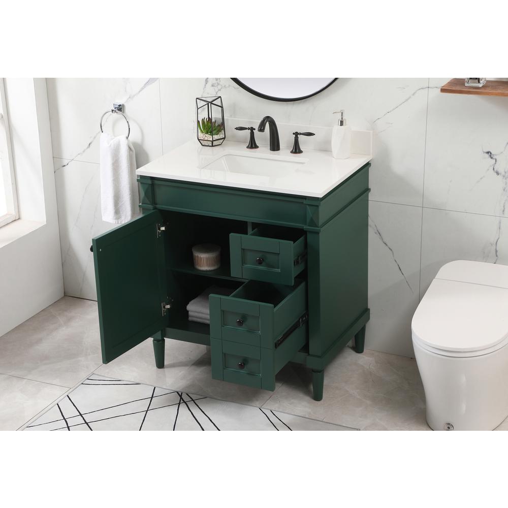 32 inch Single bathroom vanity in green with backsplash. Picture 3
