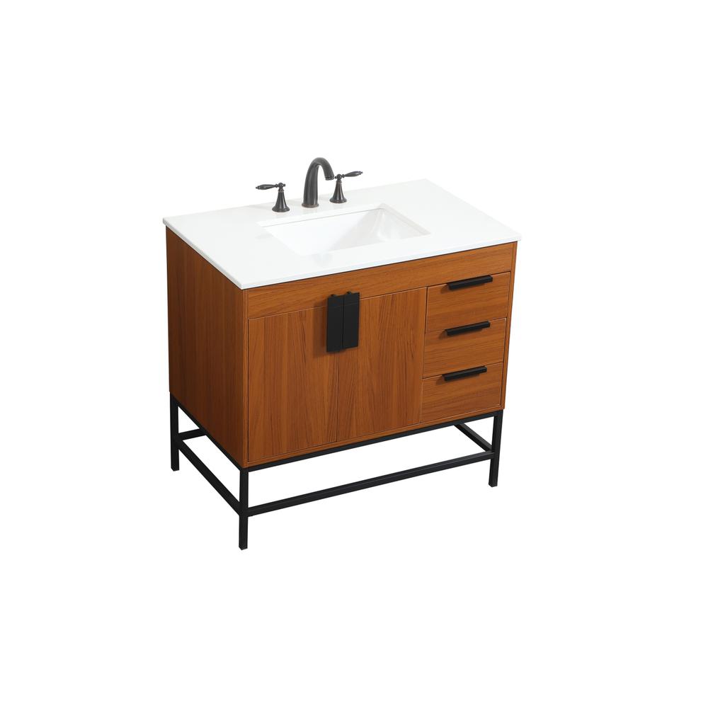 36 inch Single bathroom vanity in teak. Picture 8