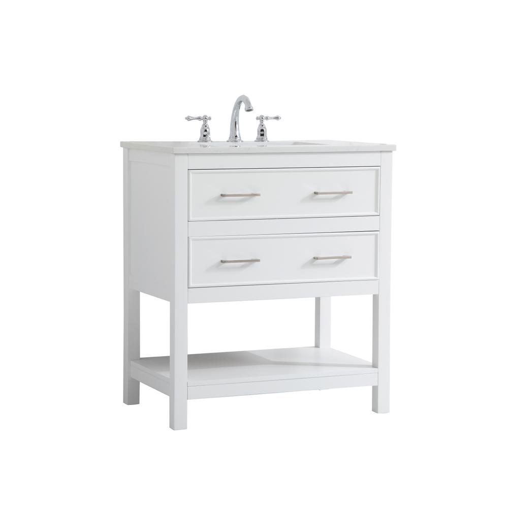 30 inch Single Bathroom Vanity in White. Picture 6