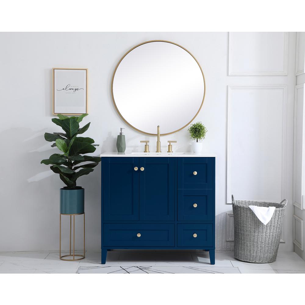 36 inch Single Bathroom Vanity in Blue. Picture 4