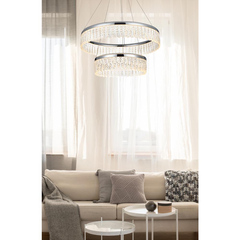 Rune 24 inch Adjustable LED chandelier in Chrome. Picture 11