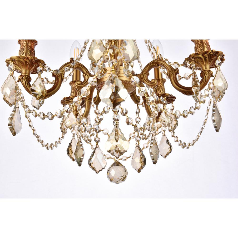 Rosalia 5 light French Gold Pendant Golden Teak (Smoky) Royal Cut Crystal. Picture 3