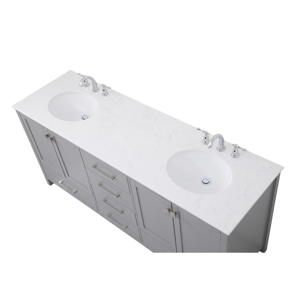 72 inch Double Bathroom Vanity in Gray. Picture 9