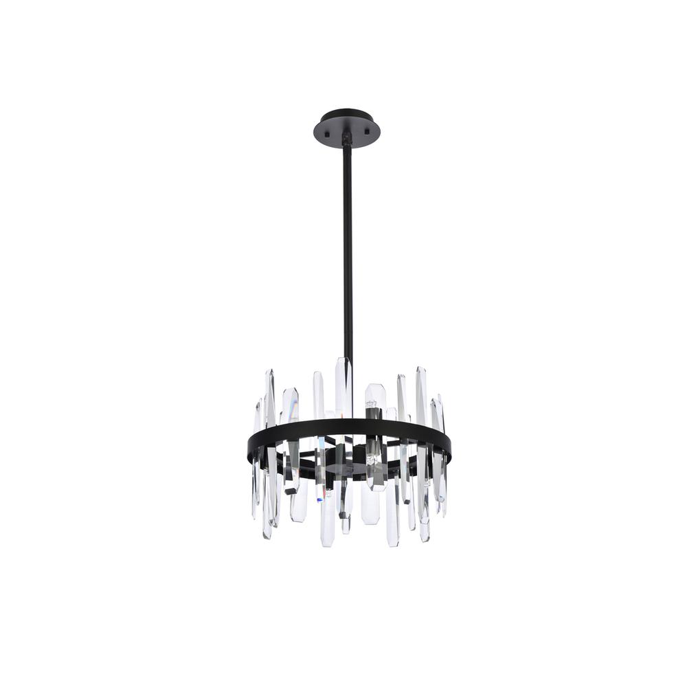 Serena 16 inch crystal round pendant in black. Picture 6