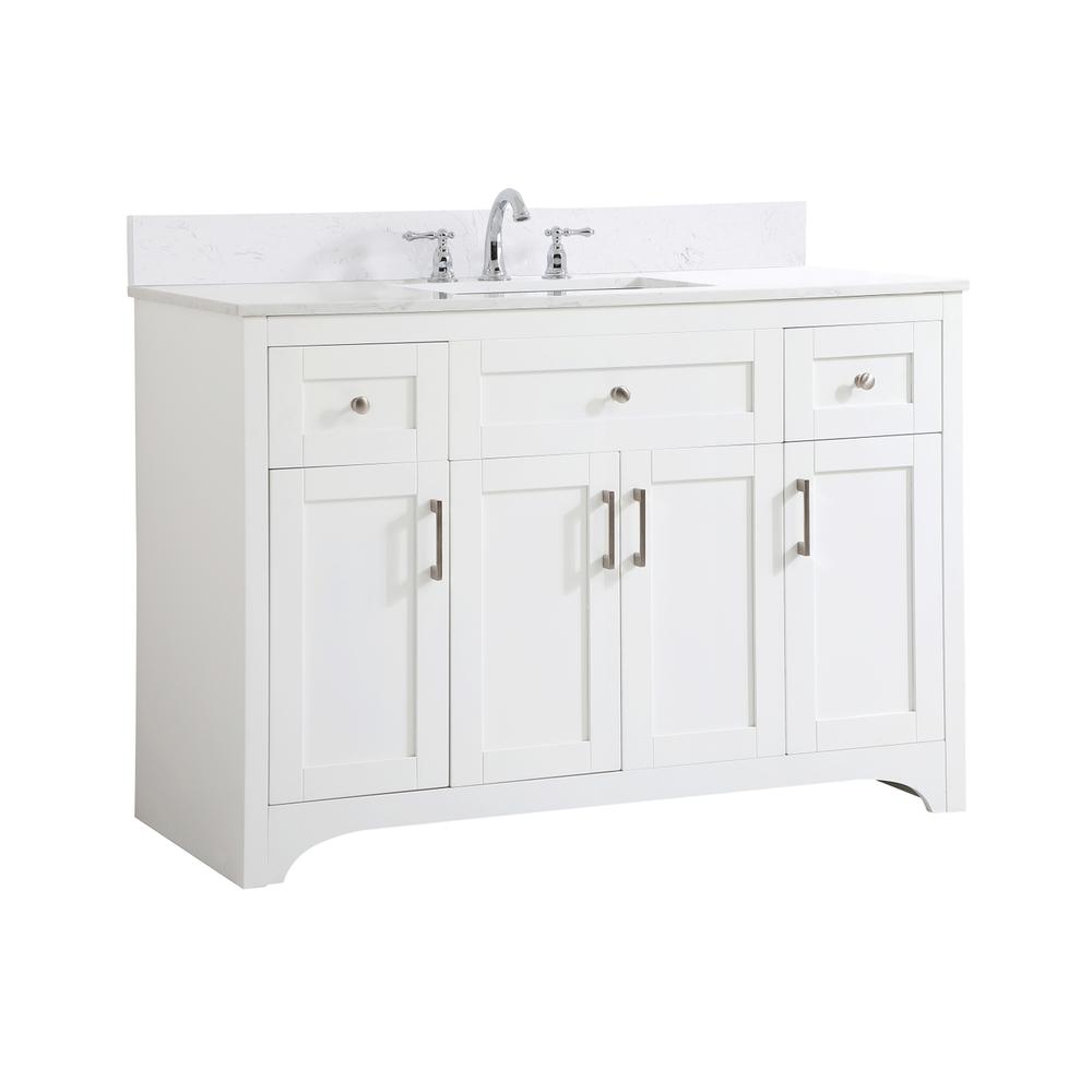 48 inch Single Bathroom Vanity in White with Backsplash. Picture 8
