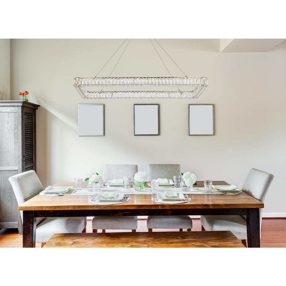 Monroe 50 inch LED Single rectangle pendant in chrome. Picture 7