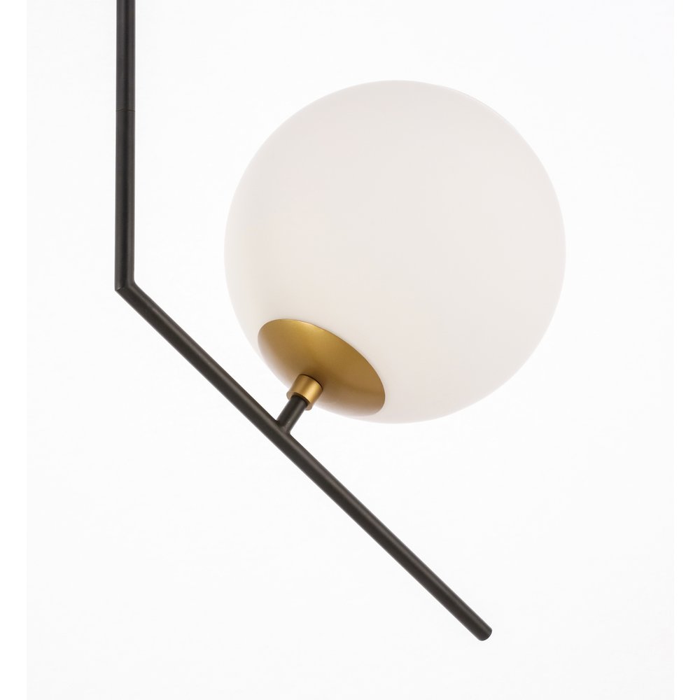 Ryland 1 Light Black And Brass And Frosted White Glass Pendant. Picture 12