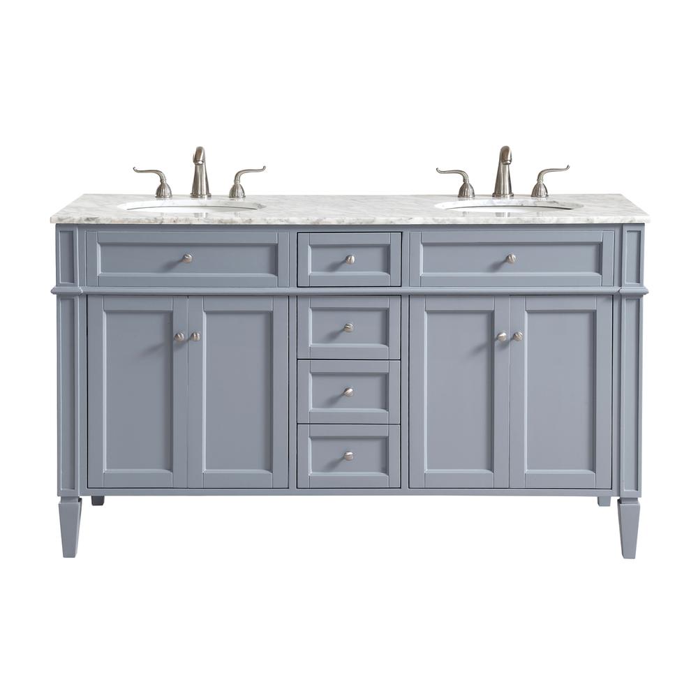 60 In. Double Bathroom Vanity Set In Grey. Picture 1
