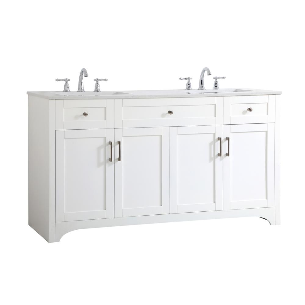 60 inch Double Bathroom Vanity in White. Picture 7