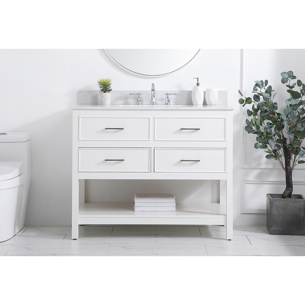 42 inch Single bathroom vanity in white with backsplash. Picture 14
