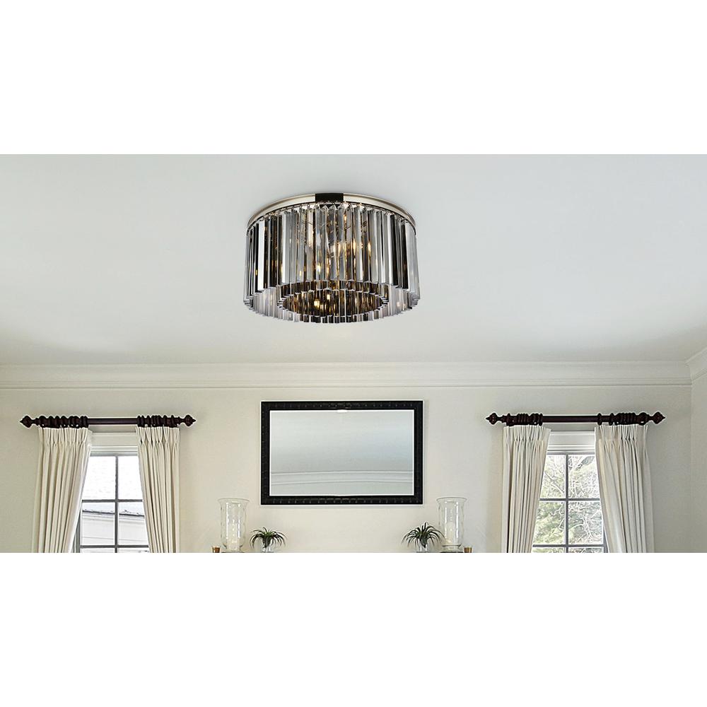 Sydney 8 light polished nickel Flush Mount Silver Shade (Grey) Royal Cut Crystal. Picture 8