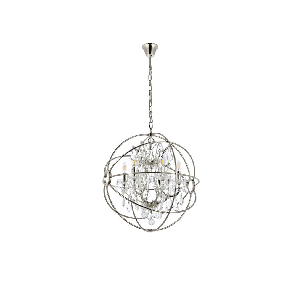Geneva 6 light polished nickel Chandelier Clear Royal Cut crystal. Picture 6