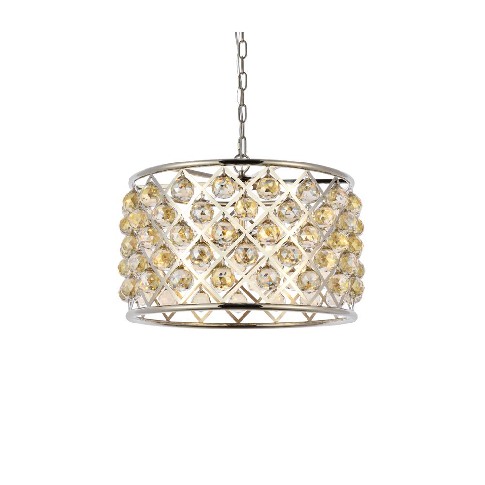 Madison 6 light polished nickel Pendant Golden Teak (Smoky) Royal Cut Crystal. Picture 2