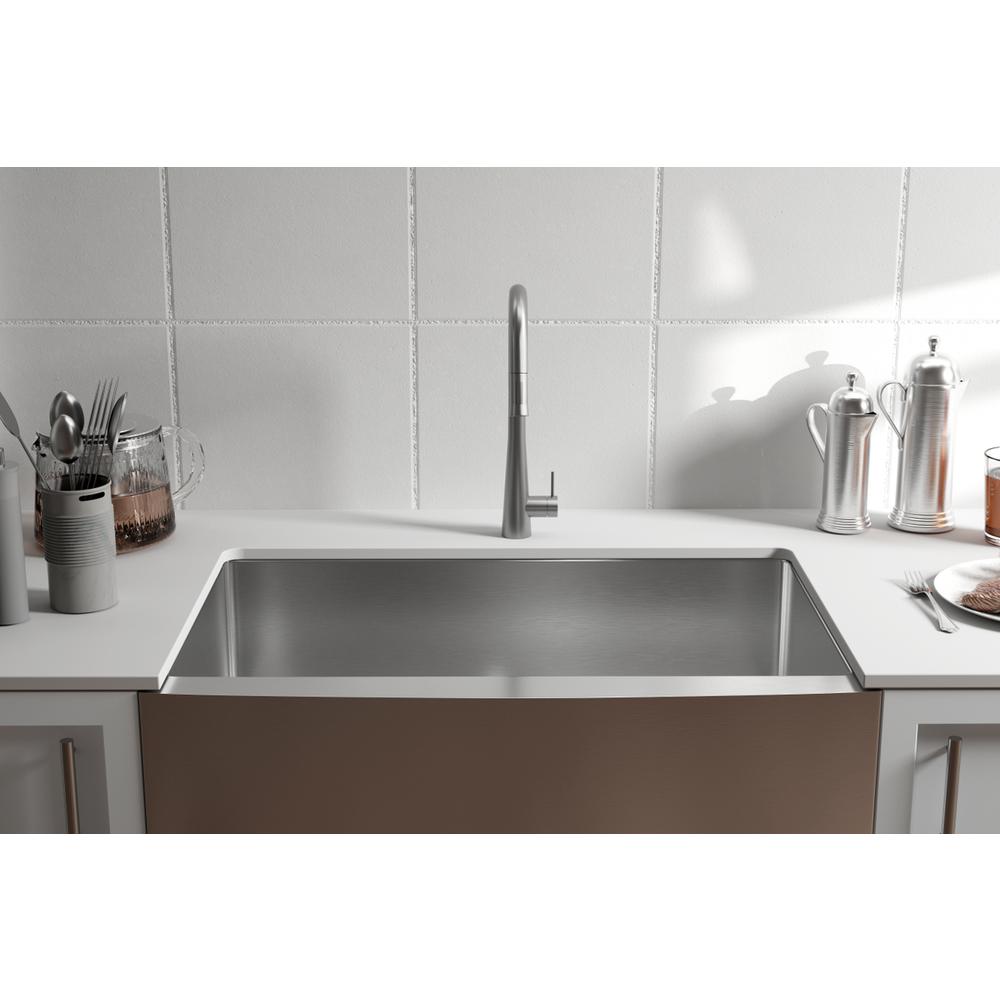 Stainless Steel farmhouse kitchen sink L33'' x W21'' x H10". Picture 2