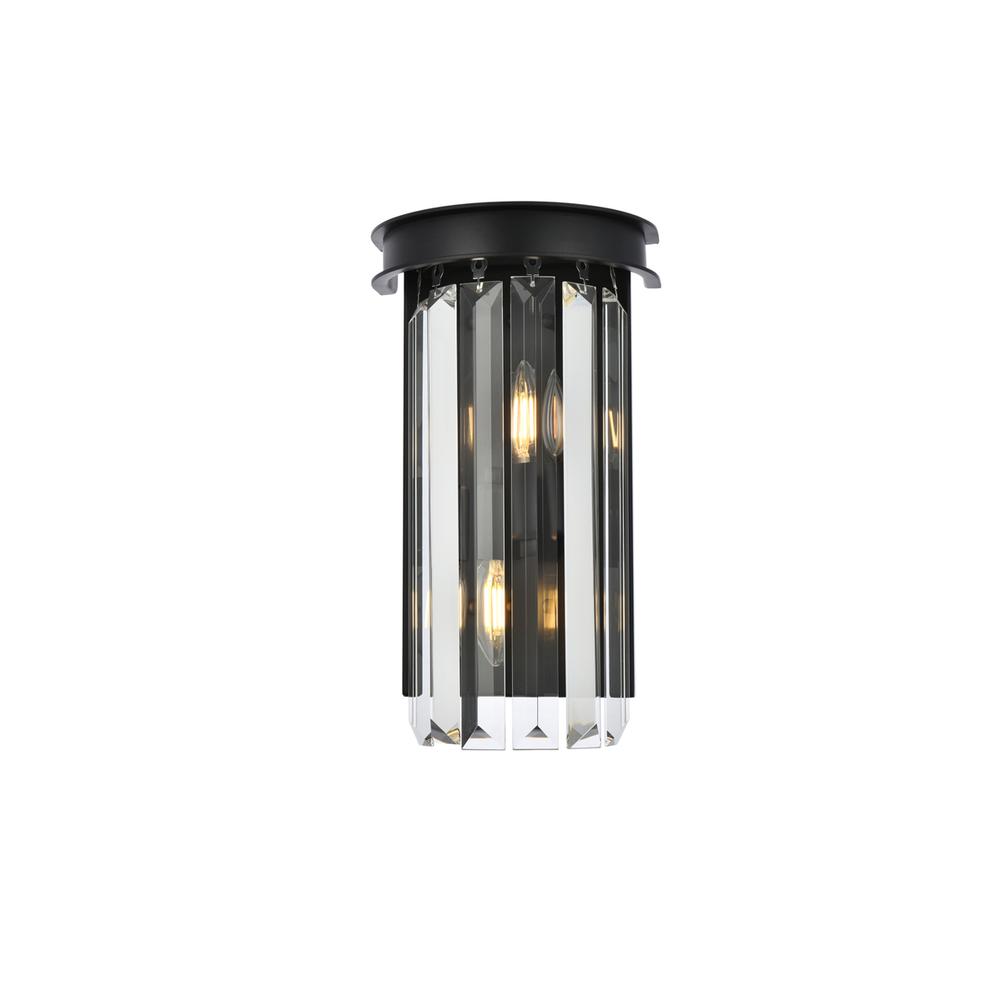 Sydney 2 light Matte Black Wall Sconce Clear Royal Cut Crystal. Picture 1