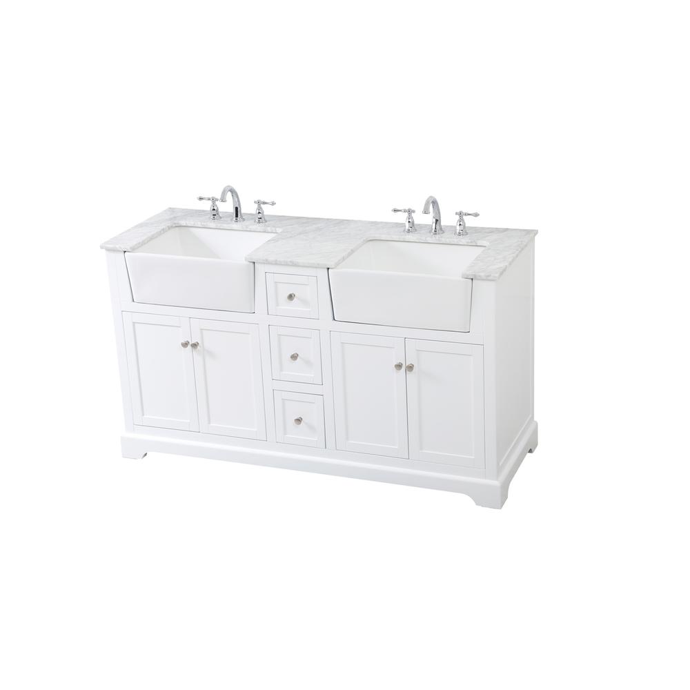 60 inch double bathroom vanity in white. Picture 8