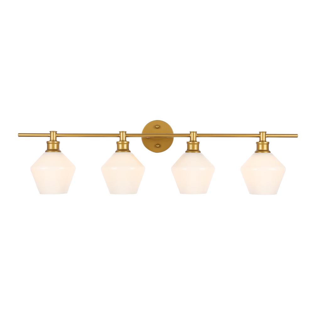 Gene 4 light Brass and Frosted white glass Wall sconce. Picture 9