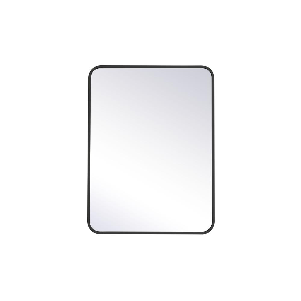 Soft corner metal rectangular mirror 24x32 inch in black. Picture 1