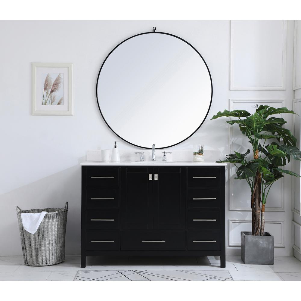 48 inch Single Bathroom Vanity in Black with Backsplash. Picture 4