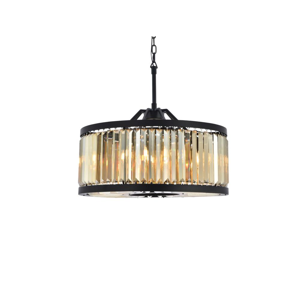 Chelsea 8 light Matte Black Chandelier Golden Teak (Smoky) Royal Cut Crystal. Picture 2