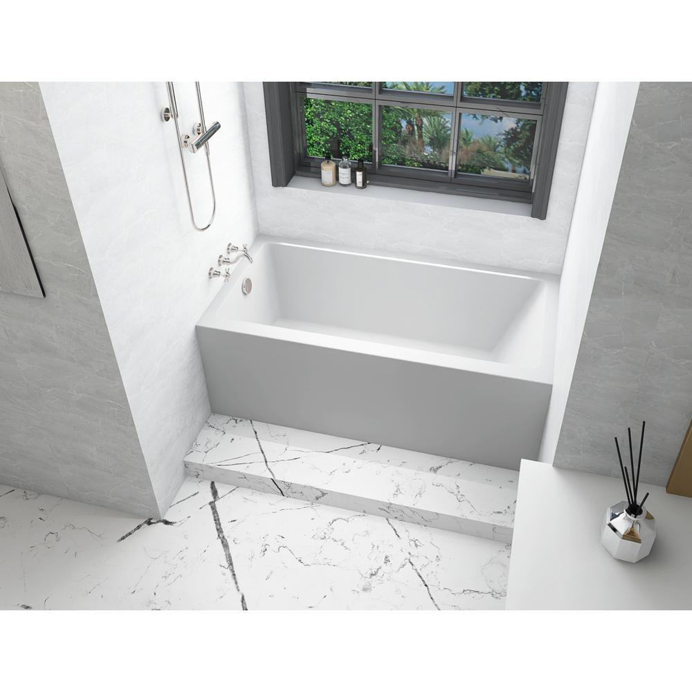 Alcove soaking bathtub 30x60 inch left drain in glossy white. Picture 4