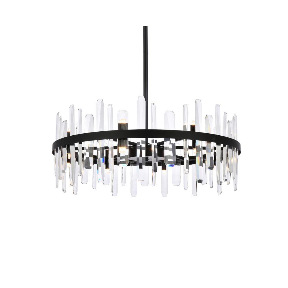 Serena 32 inch crystal round chandelier in black. Picture 2