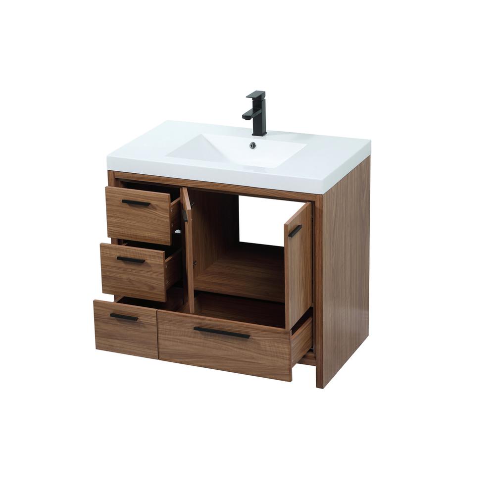 36 inch Single bathroom vanity in walnut brown. Picture 9
