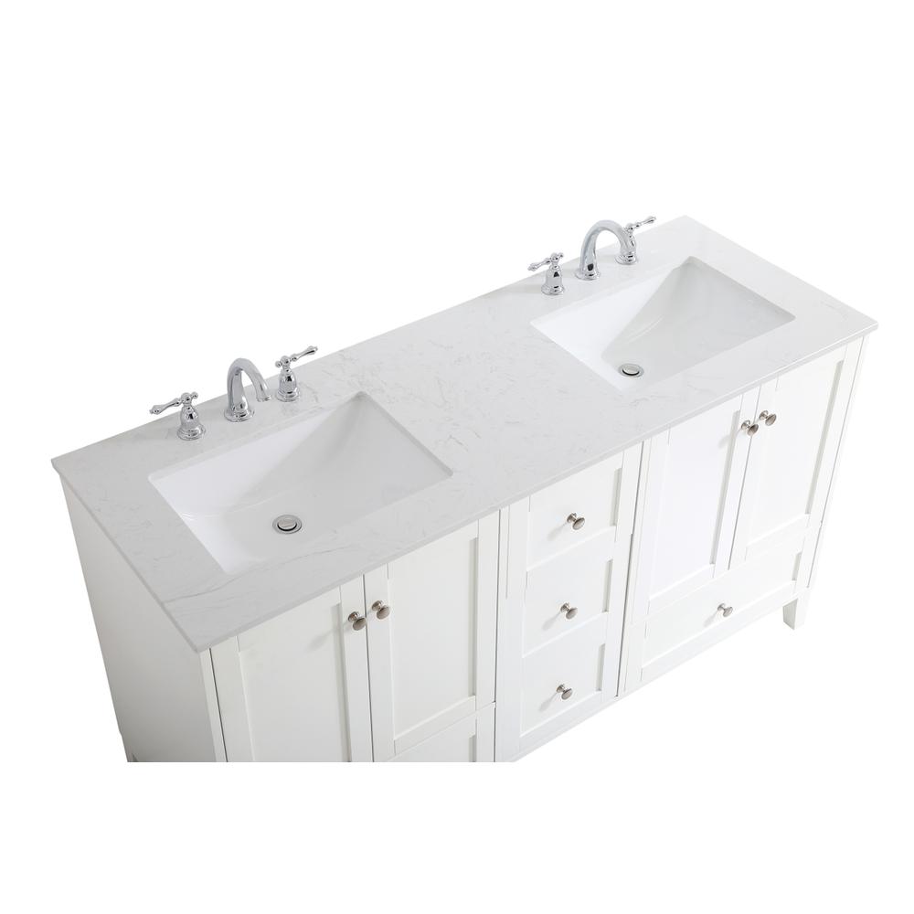 60 inch Double Bathroom Vanity in White. Picture 10