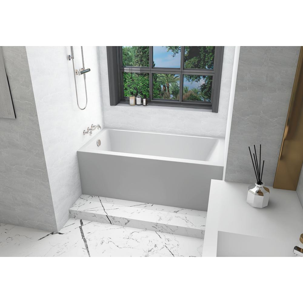 Alcove soaking bathtub 30x60 inch left drain in glossy white. Picture 3