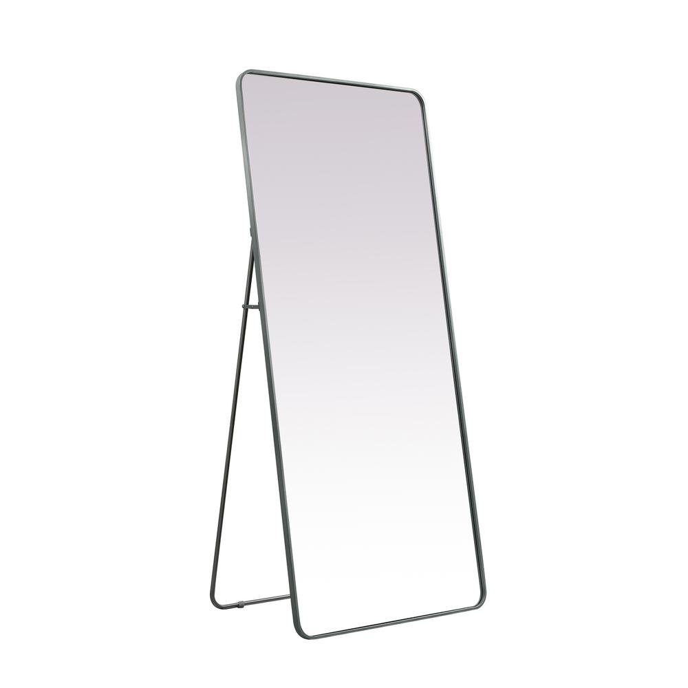 Soft Corner Metal Rectangle Full Length Mirror 32x72 Inch in Silver. Picture 6