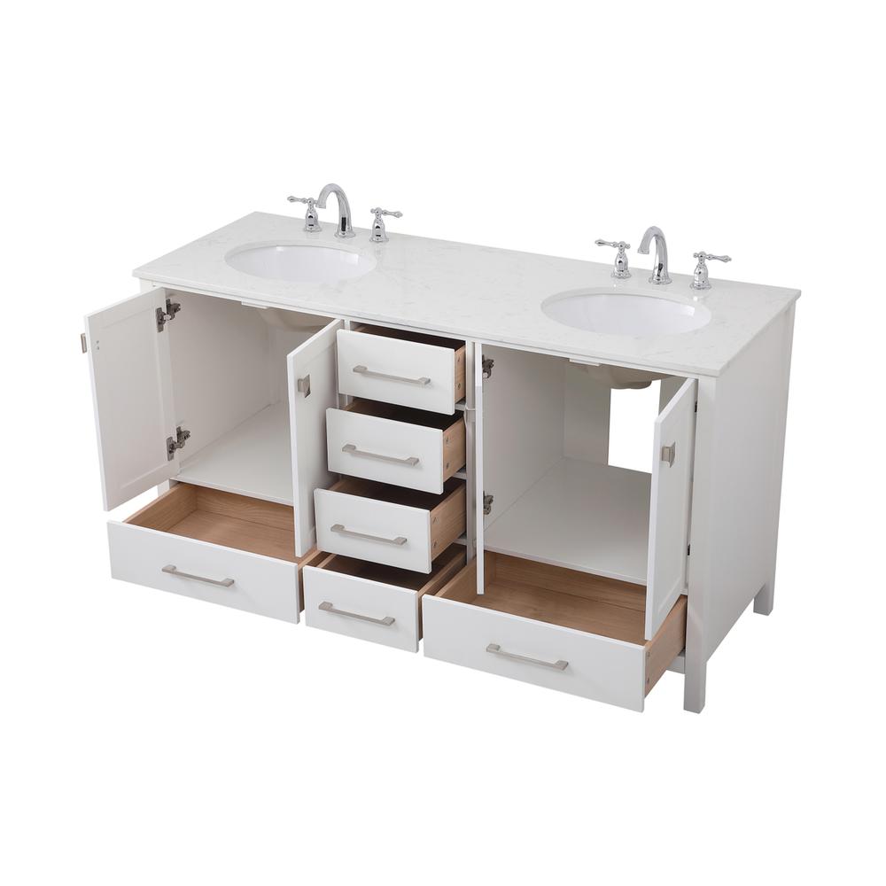 60 inch Double Bathroom Vanity in White. Picture 8