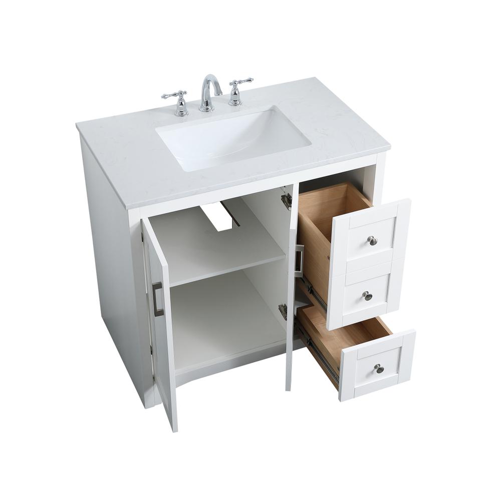 36 inch Single Bathroom Vanity in White. Picture 9