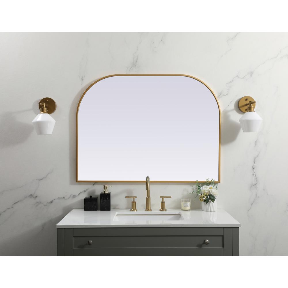 Metal Frame Arch Mirror 40x30 Inch in Brass. Picture 9