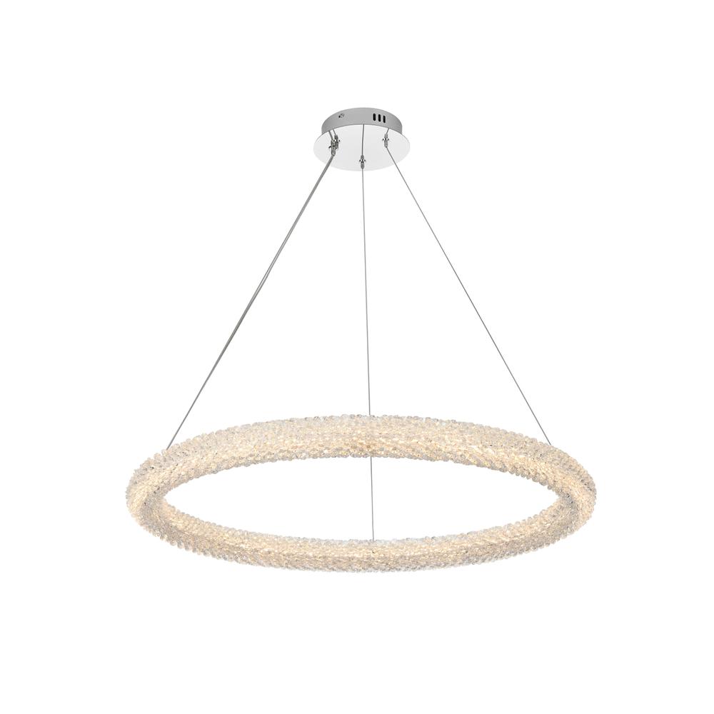Bowen 32 inch Adjustable LED Chandelier in Chrome. Picture 1