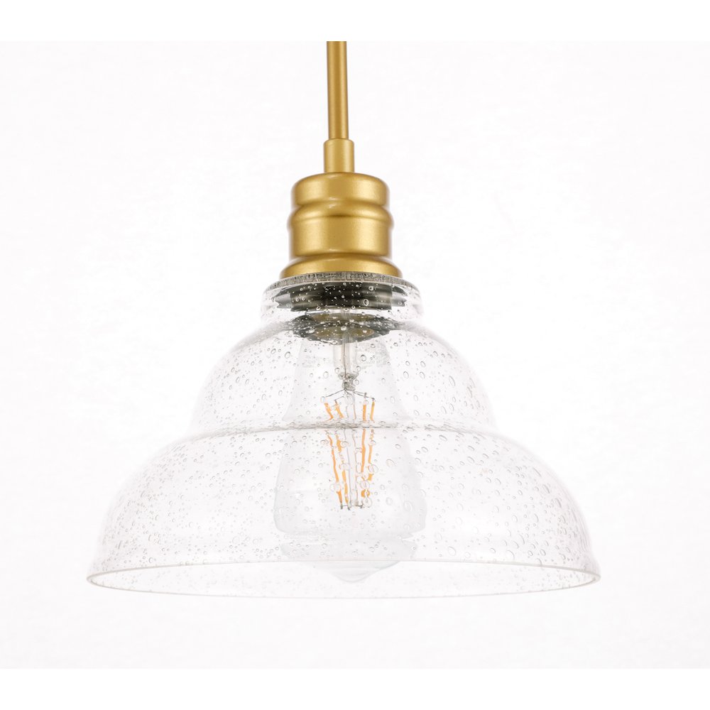 Gil 1 Light Brass And Clear Seeded Glass Pendant. Picture 13