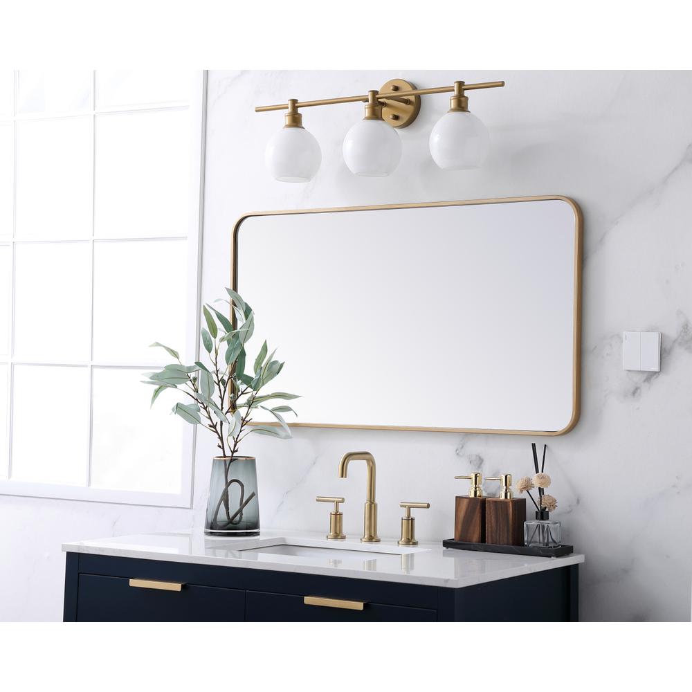 Soft corner metal rectangular mirror 22x40 inch in Brass. Picture 2