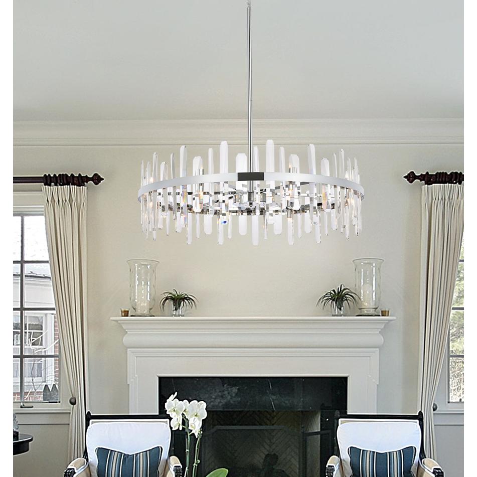Serena 36 inch crystal round chandelier in chrome. Picture 8