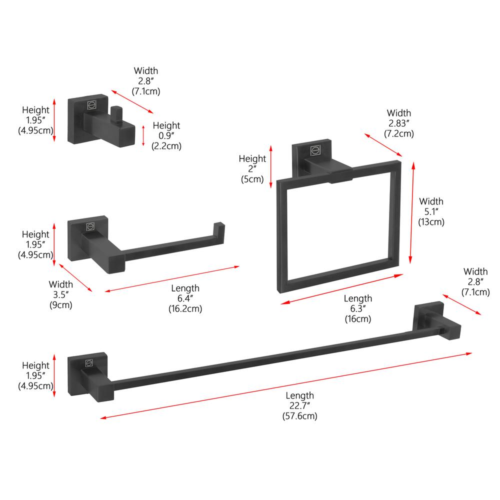 Isla 4-Piece Bathroom Hardware Set in Matte Black. Picture 11