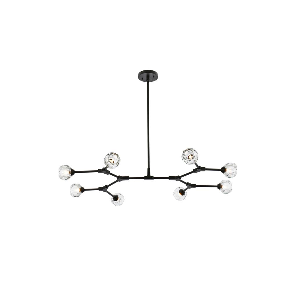 Zayne 8 Light Pendant in Black. Picture 1