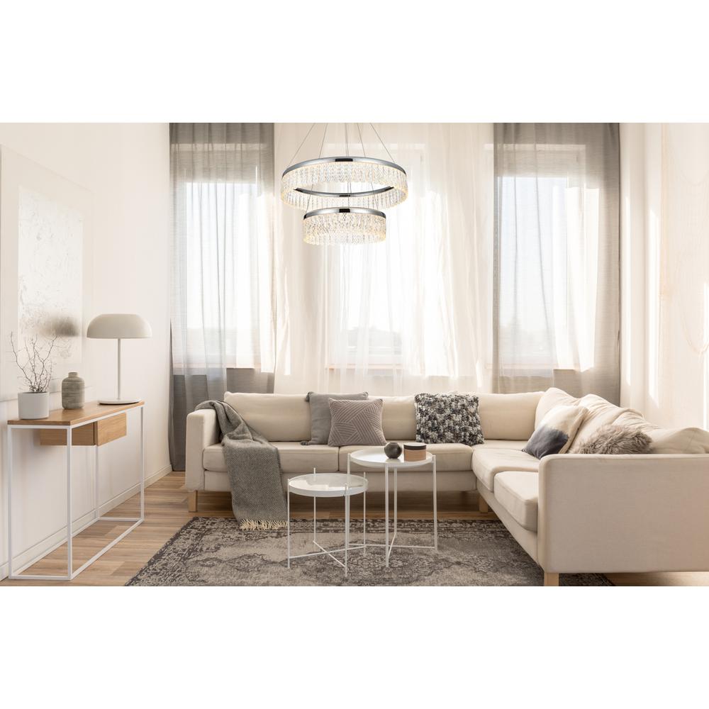 Rune 24 inch Adjustable LED chandelier in Chrome. Picture 9