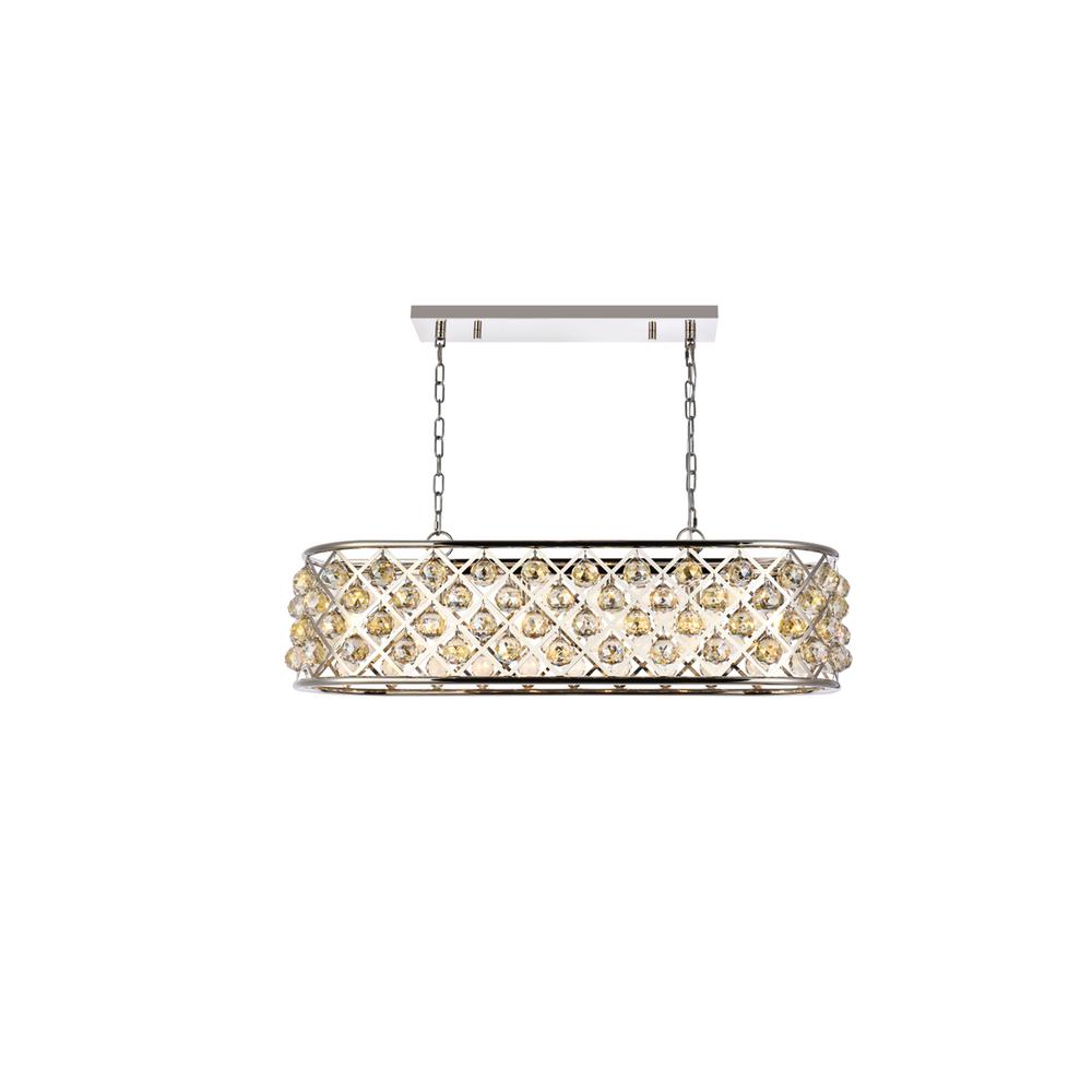 Madison 6 light polished Nickel Chandelier Golden Teak (Smoky) Royal Cut Crystal. Picture 1