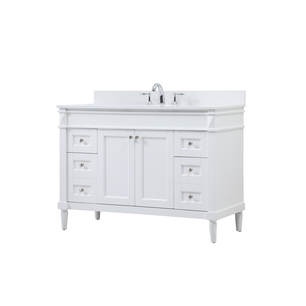48 inch Single bathroom vanity in white with backsplash. Picture 7