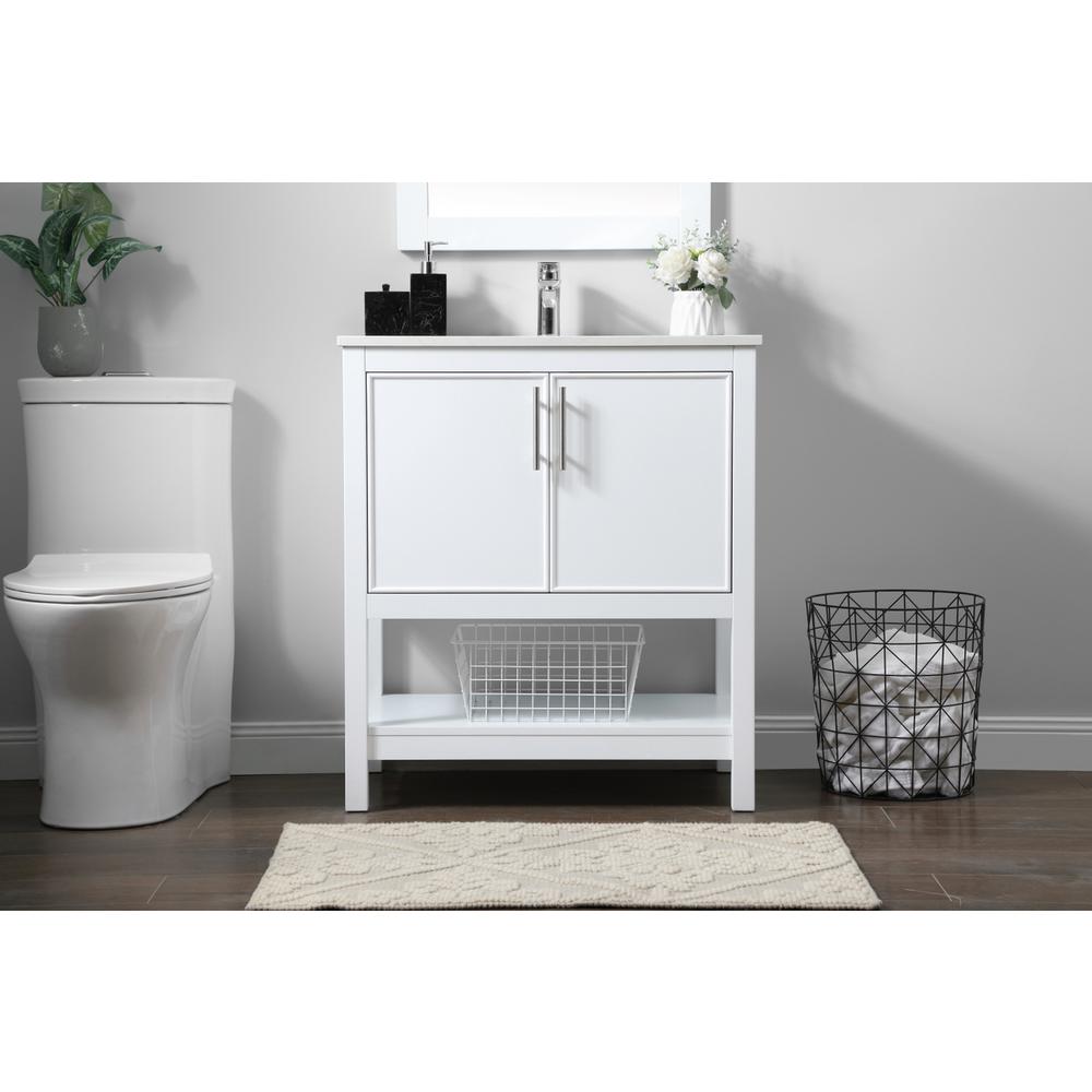 30 Inch SIngle Bathroom Vanity In White. Picture 14
