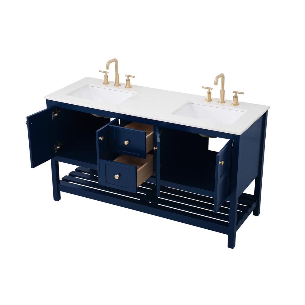 60 inch Single Bathroom Vanity in Blue. Picture 8