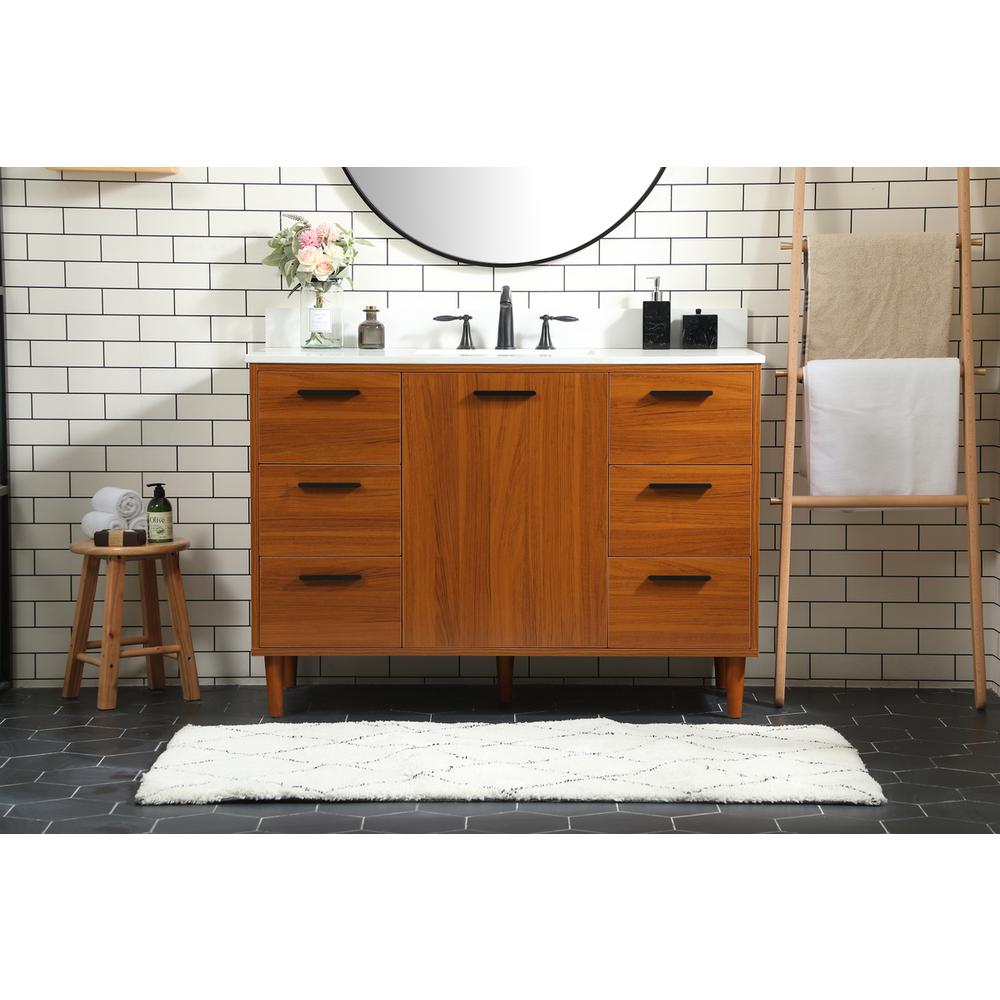 48 inch bathroom vanity in Teak with backsplash. Picture 14