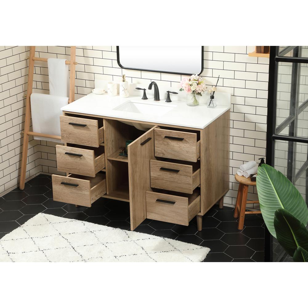 48 inch Single bathroom vanity in natural oak with backsplash. Picture 3