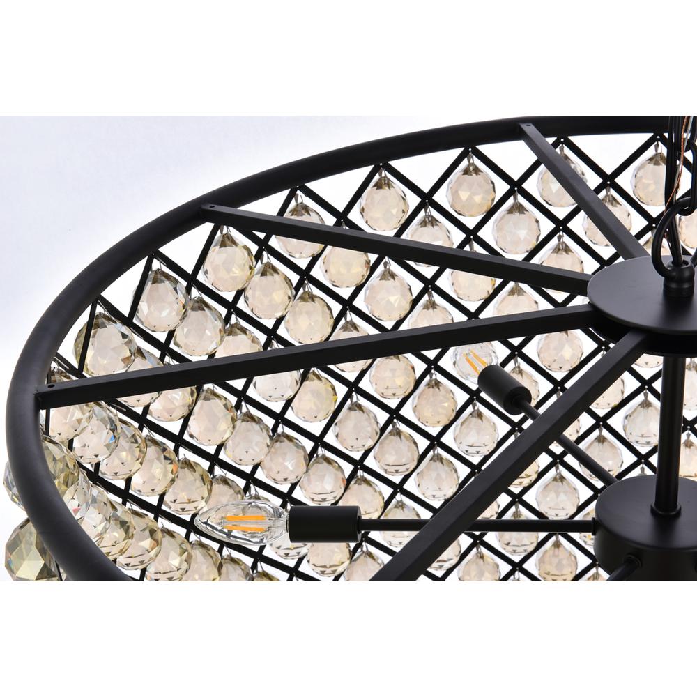 Madison 12 light Matte Black Chandelier Golden Teak (Smoky) Royal Cut Crystal. Picture 5