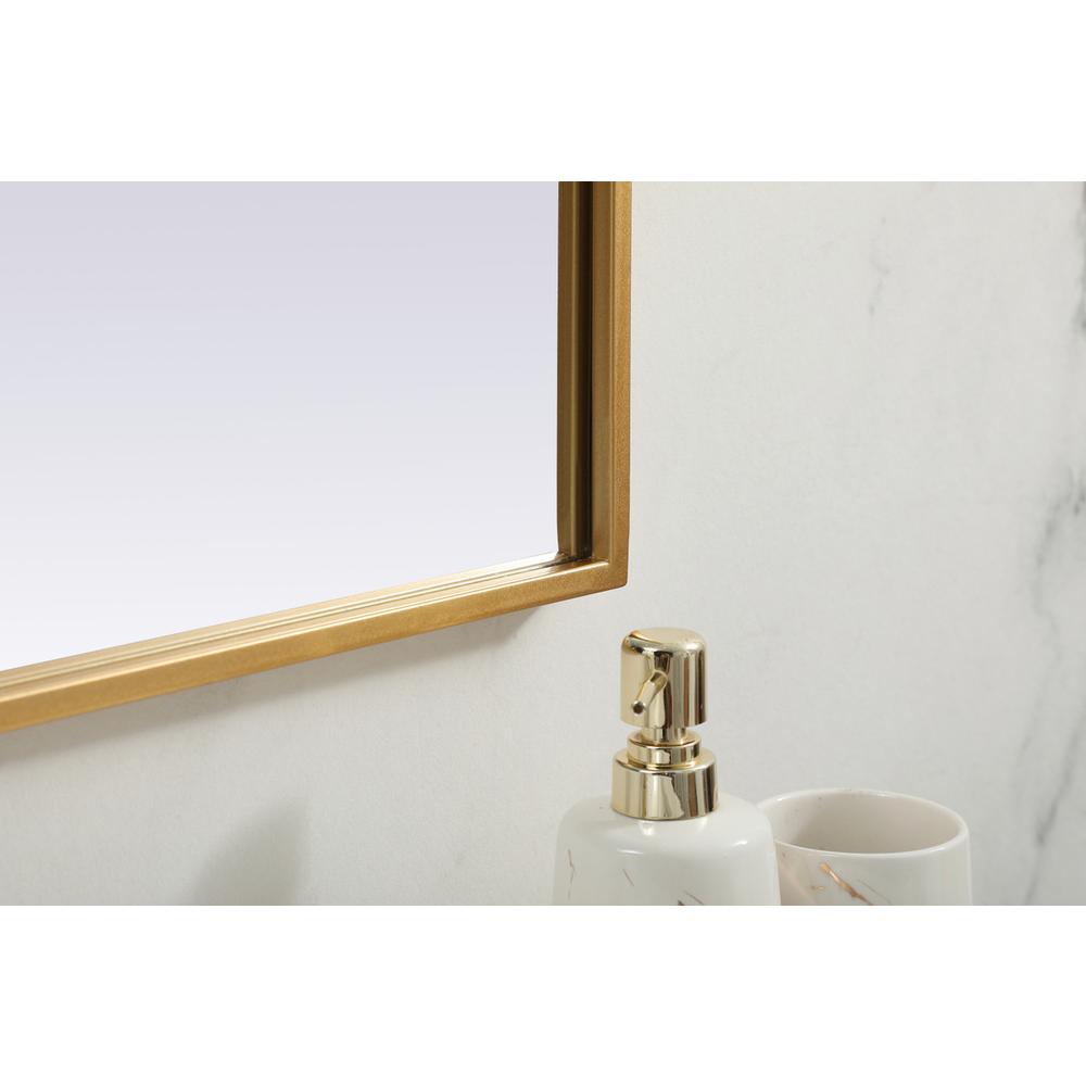 Metal Frame Arch Mirror 36x34 Inch in Brass. Picture 6