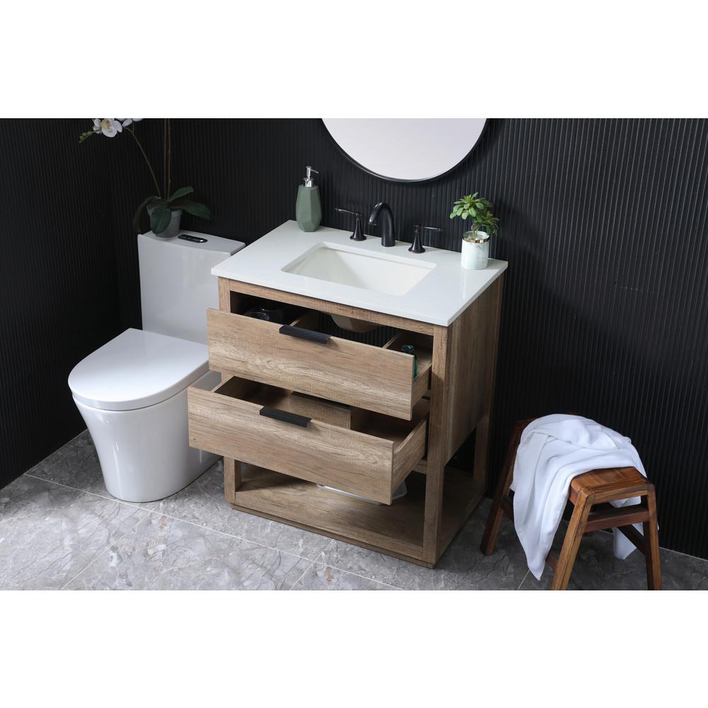 30 Inch SIngle Bathroom Vanity In Natural Oak. Picture 3